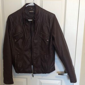 Maroon fake leather jacket